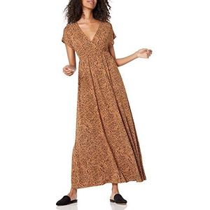 Amazon Essentials Robe longue cintrée pour femme (disponible en grande taille), imprimé animal caramel, taille XS