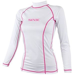 Seac T-Sun Long Rash Guard T-shirt voor dames, UV-bescherming, shirt, zwemmen, duiken, Wit.