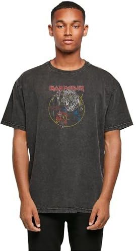Merchcode Iron Maiden - Heren T-shirt - Oversized fit - 100% katoen - Washed - Brede pasvorm, zwart, L, zwart., L