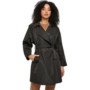 Urban Classics Trenchcoat van nylon voor dames, zwart.