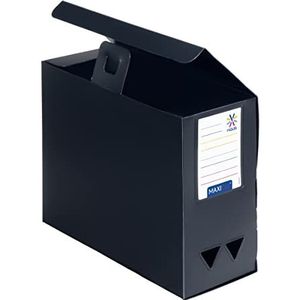 Viquel Maxi Doc - Archiefdoos opbergdoos van polypropyleen kunststof - doos met grote capaciteit - rug 120 mm - zwart