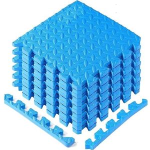 Yes4All EZR0 es4All - EVA-randen - schuimrubberen vloermatten voor turnapparaten (24 grijs - 6 stuks), C. 12 vierkante poten (12 ruiten) blauw