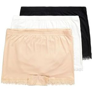 Ulla Popken 3 panty's, bamboe kanten slips voor dames (1 stuk), zwart.