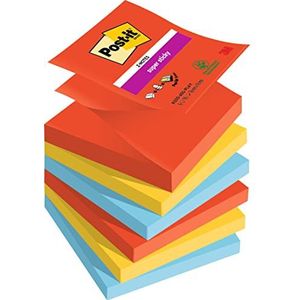 Post-it Super Sticky Z-Notes, Playful-kleuren, verpakking met 6 blokken, 90 vellen per blok, 76 mm x 76 mm, roze, paars, groen, zelfklevende notities voor notities, to-do-lijsten en herinneringen