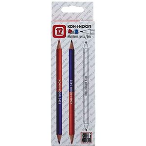 Doos met 12 tweekleurige potloden, groot, rood-blauw, H3423