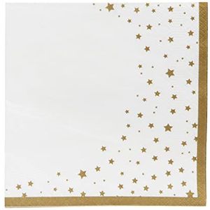 Talking Tables Gouden ster papieren servetten | papieren handdoek | perfect voor babyborrels, Kerstmis, wekker, Nieuwjaar, Hanukkah, Eid, verjaardag en afstuderen | papier, wit en goud | set van 16