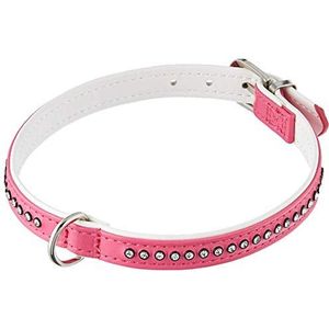 Hunter Modern Art luxe halsband van kunstleer, 32/38 cm, roze/wit