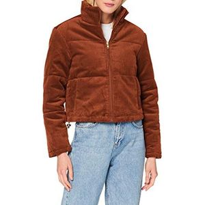 Urban Classics Corduroy Puffer winterjas voor dames van corduroy met opstaande kraag, korte pasvorm, donsjack, maat XS tot 5XL, Koffie