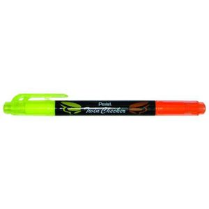 Pentel SLW8-GF markeerstift Twin Checker tweekleurig geel oranje