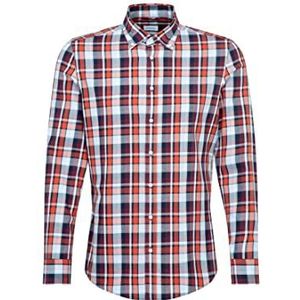 Seidensticker Businesshemd voor heren, strijkvrij overhemd met regular fit, lange mouwen, kent-kraag, 100% katoen, oranje 46, Oranje