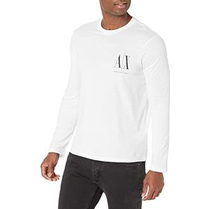 Armani Exchange Shirt met lange mouwen voor heren met logo-print op de voorzijde, Wit.
