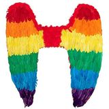 Boland 52836 Regenboogvleugels, 1 paar, 120 x 120 cm, meerkleurig, met veren, vleugels, papegaai, regenboog, kostuumaccessoires, verkleedpartij, carnaval, themafeest, Christopher Street Day