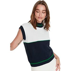 TRENDYOL Triko Süveter With Color Block Sweater Dames (1 stuk), Navy Blauw