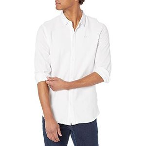 Armani Exchange Herenoverhemd met lange mouwen met geborduurd logo, Wit.