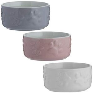 Mason Cash Voederbak van keramiek voor huisdieren, verschillende kleuren, crème/grijs/roze, 8 x 4 cm