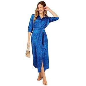 Little Mistress Midaxi dames hemd luipaardpatroon blauw maat 40 jurk, Blauw