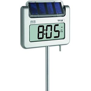 TFA Dostmann AVENUE PLUS digitale tuinthermometer met zonne-verlichting, 17 x 4 x 114 cm, zilver