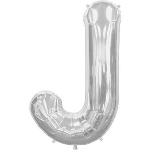 North Star - Folieballon 40 cm, letter J-zilver, zilver, 5NS00488