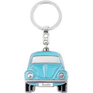 BRISA VW Collection Volkswagen Emaille sleutelhanger met ring, accessoire voor sleutelhanger in lieveheersbeestje/kever design (voor/blauw)