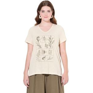 Ulla Popken T-shirt met plant plaatsing dames T-shirts, Witte parel, 48-50