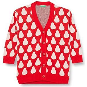 United Colors of Benetton Cardigan M/L 1094q600j gebreide trui voor meisjes, Rosso a Fantasia 922