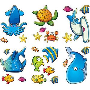 NC Antislip badstickers TAIZER 144 stuks douche oceaanelementen cartoon-stickers voor badkuip en badkamer, de familie van baby's kinderen glijden niet meer
