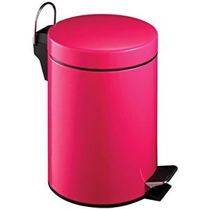 Premier Housewares Vuilnisbak met pedaal, 3 l, afvalbak, hot pink, binnenemmer van kunststof