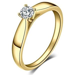 JewelryPalace Verlovingsring, trouwring voor dames, zirkonia, rond, van 925 zilver, bruiloft, belofte, cadeau, verjaardag, prachtig, geelgoud, roségoud, sieraden voor dames, Edelsteen, Zirkoniumoxide