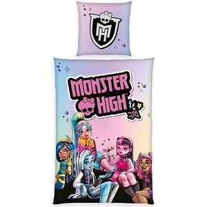 Monster High Beddengoed met kussensloop ca. 70 x 90 cm, dekbedovertrek ca. 140 x 200 cm, met gemakkelijk te verplaatsen ritssluiting, 100% katoen, versterkt