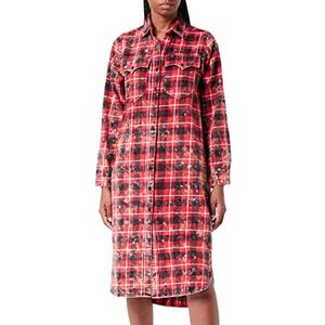 True Religion Untility Dress Flanel Check damesjurk, rood, M, Rood