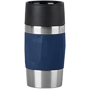 Emsa Travel Mug Compact thermobeker 0,3 l dubbelwandige isolatie koffiemok koffie 3 uur warm, 6 uur koude dranken, roestvrij staal siliconen coating N2160800
