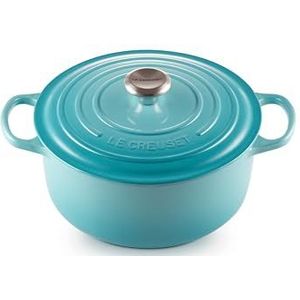 Le Creuset Signature Gietijzeren stoofpan met deksel, Ø 26 cm, geschikt voor alle warmtebronnen en inductie, 5,3 liter, 5,135 kg, Caribisch