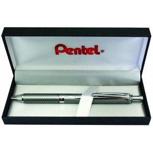 Pentel BL407-BOX EnerGel Liquid Gel Roller Sterling met zilveren behuizing, lijndikte 0,35 mm, kogeldiameter 0,7 mm, zwart, 1 stuk (1 stuk)