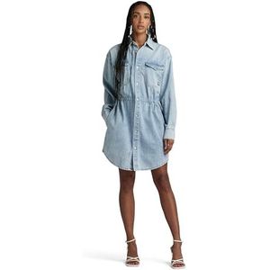 G-STAR RAW Casual denim jurk met trekkoord casual jurk dames, Blauw (Sun Faded Blue Mist D24353-d252-g342)