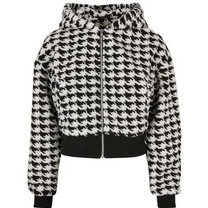 Urban Classics AOP Sherpa Oversized korte jas voor dames, zwart, S, zwart.