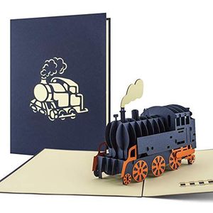 Lokomotive - Pop-up kaart - verjaardagscadeau voor liefhebbers van stoomloke - 3D-wenskaart - cadeau-idee - verjaardagskaart - reisvoucher - treinreizen - T09
