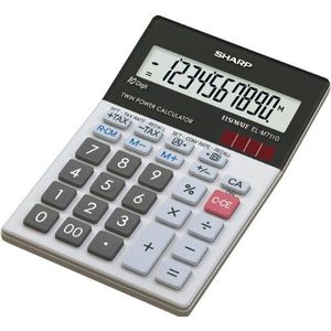 Sharp ELM711GGY rekenmachine, batterij/zonne-energie, 100 x 151,5 x 33 mm, zwart/wit