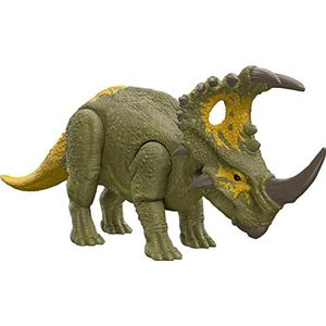 Jurassic World Dominion Brandende Sinoceratops roofdieren, dinosaurusfiguur, brandend, woedende beukenaanval, fysiek en digitaal spel, vanaf 4 jaar