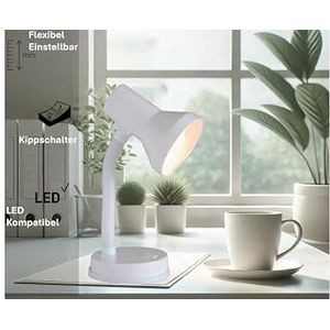 BRILLIANT Lamp Junior tafellamp, wit, 1 x R80, E27, 40 W, geschikt voor reflectorlampen (niet inbegrepen), schaal A++ tot E, met tuimelschakelaar