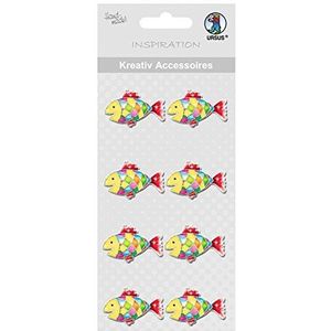 Ursus 564000266 - creatieve accessoires - kleurrijke vissen - 8 stickers - van verschillende hoogwaardige materialen - voor het versieren van kaarten en geschenken