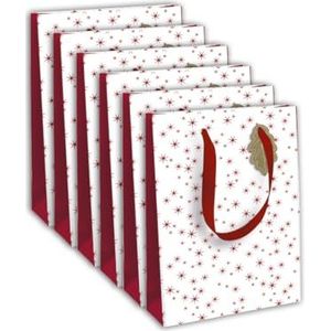 Clairefontaine X-29508-3Cpack Excellia geschenkzakjes, middelgroot, 21,5 x 10,2 x 25,3 cm, 210 g, motief: rode sterren op witte achtergrond, ideaal voor: boek, spel, kleine geschenken