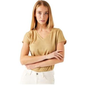 GARCIA T-shirt à manches courtes pour femme, Safari Gold, S
