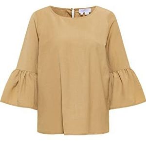 SANIKA Chemisier à manches trompette pour femme, beige foncé, XL