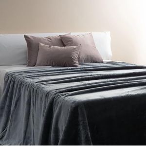 Sancarlos Couverture en velours Ibon, gris foncé, 100% polyester, 180 x 240 cm.