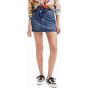 Desigual Femme Femme Denim Jupe Short, bleu, X-Large