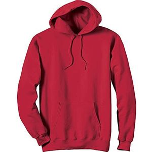 Hanes Sweatshirt met capuchon van zwaar katoen met capuchon. 2. Capuchontrui van zwaar katoen, grote maat, met asymmetrische capuchon, voor heren (1 stuk), Diep Rood