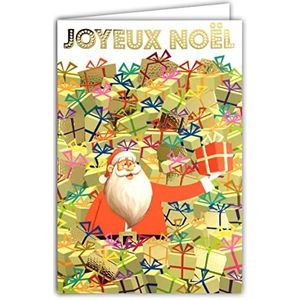 Afie 61-5631 wenskaart, kerstman, geschenken in goud, glanzend, fonkelend, flamingo, eind van het jaar, met witte envelop
