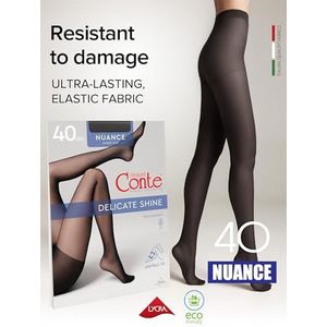 Conte elegant Matte panty voor dames met zijdeeffect - versterkte dunne panty voor dames extreem elastisch - Nuance 40, zwart.