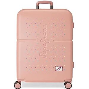 Pepe Jeans Carina koffer middelgroot, roze, 48 x 70 x 28 cm, harde ABS-schaal, geïntegreerde TSA-sluiting, 79 l, 3,22 kg, 4 dubbele wielen, roze, Maleta Mediana middelgrote koffer, Roze, Middelgrote koffer