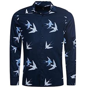 Superdry AOP LS Modern T-shirt, swallows navy